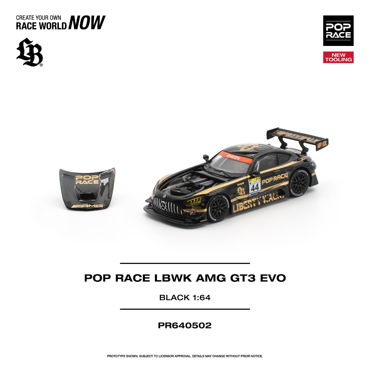 POPRACE 1/64 POP RACE LBWK AMG GT3 EVO - BLACK