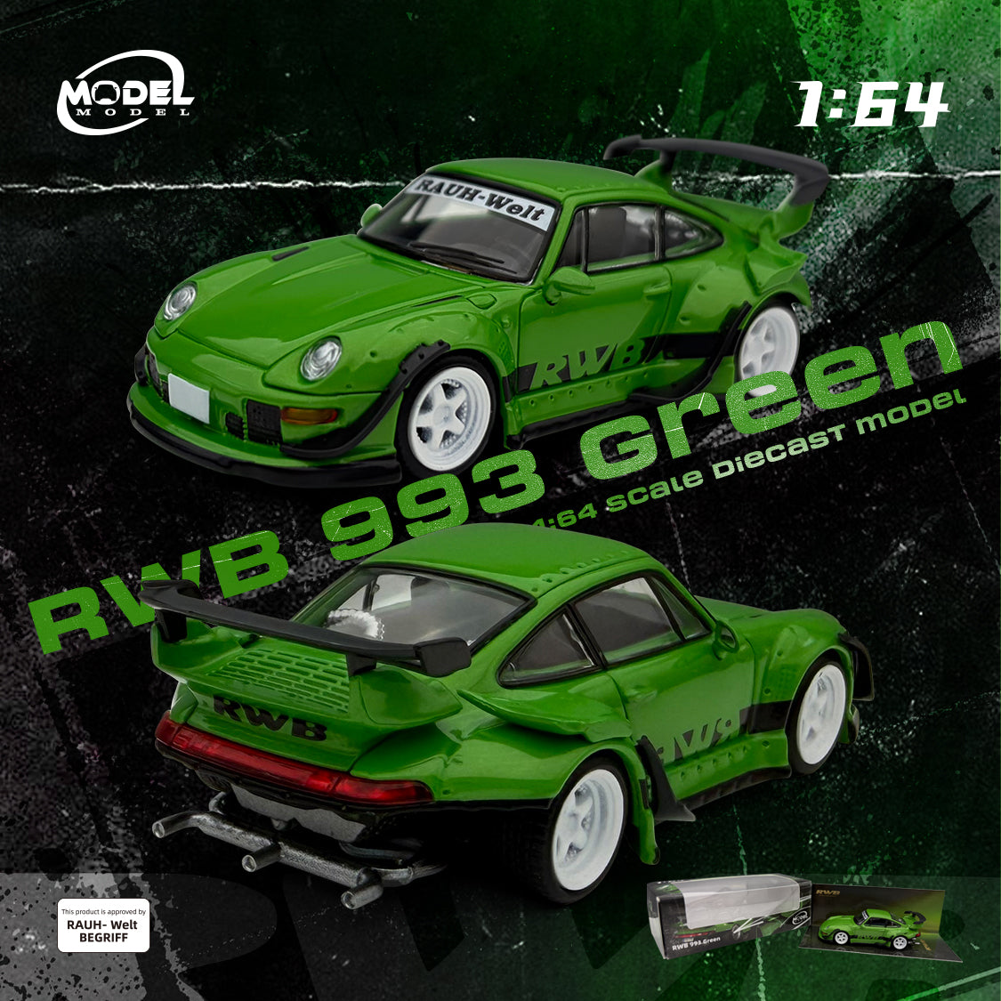 Model Model 1:64 Diecast Model Car - RWB993 Green