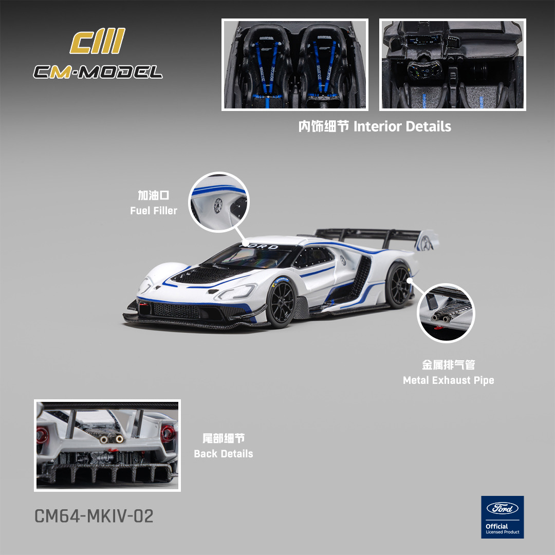 CM MODEL 1/64 Ford GT Mk IV Frozen White & Sonic Blue Pearl J-1.