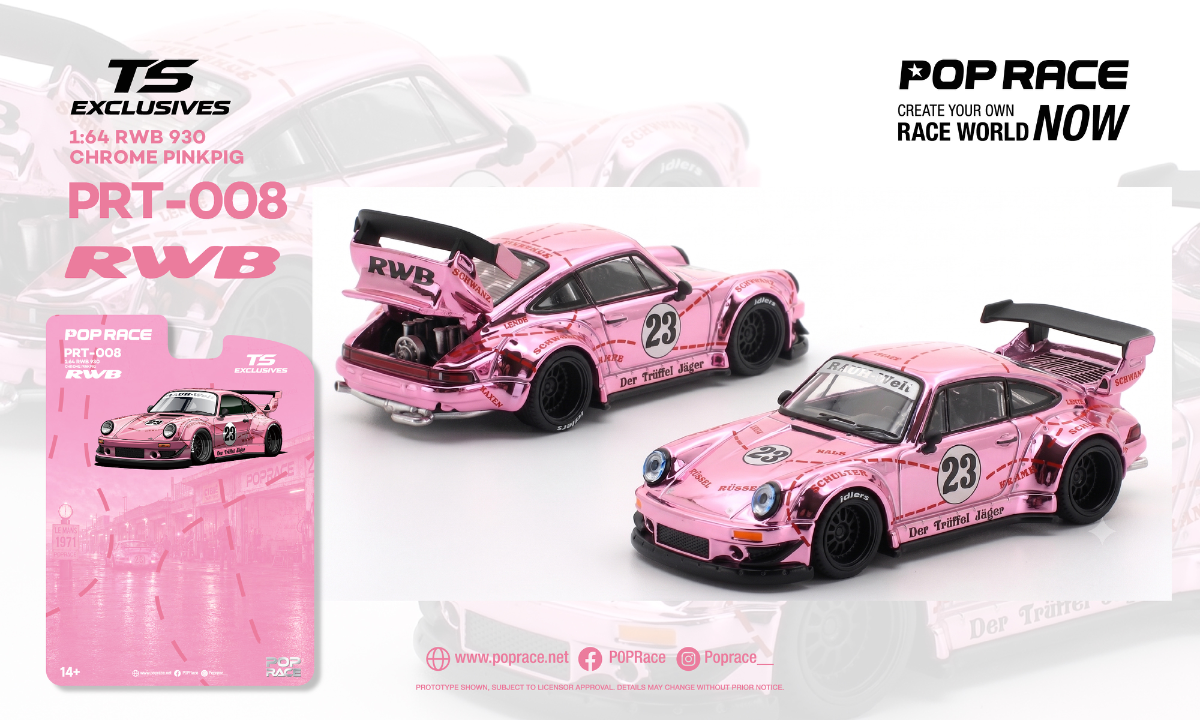 POPRACE x TS Exclusives 1/64 RWB 930 CHROME PINK PIG