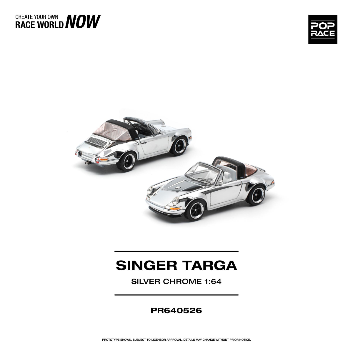 POPRACE 1/64 SINGER TARGA - SILVER CHROME