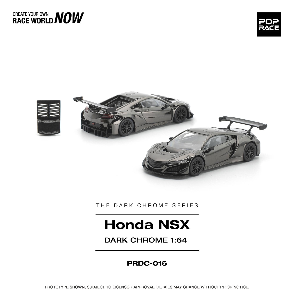 POPRACE 1/64 HONDA NSX GT3 EV022 - DARK CHROME