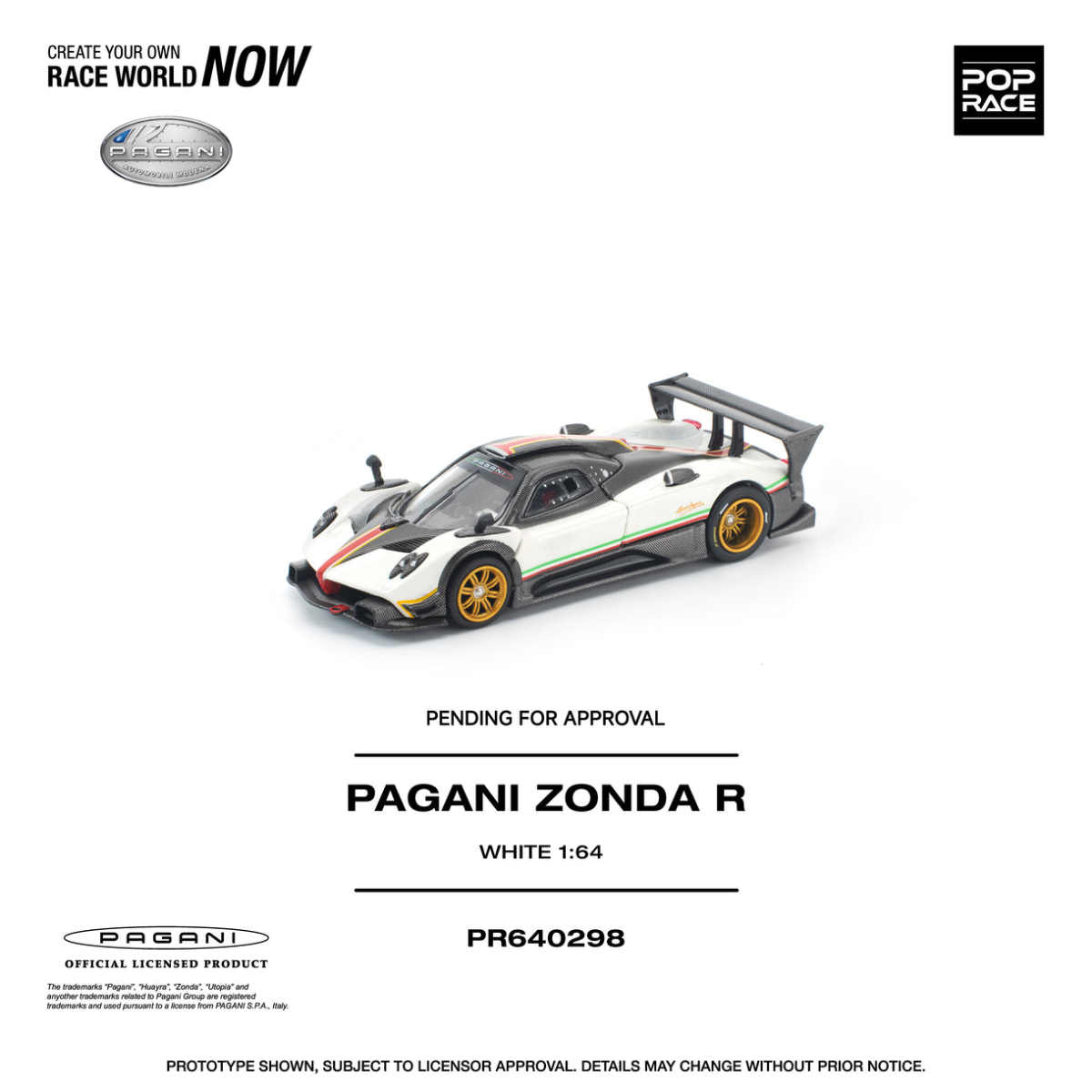 PR640298 PAGANI ZONDA R WHITE - POP RACE