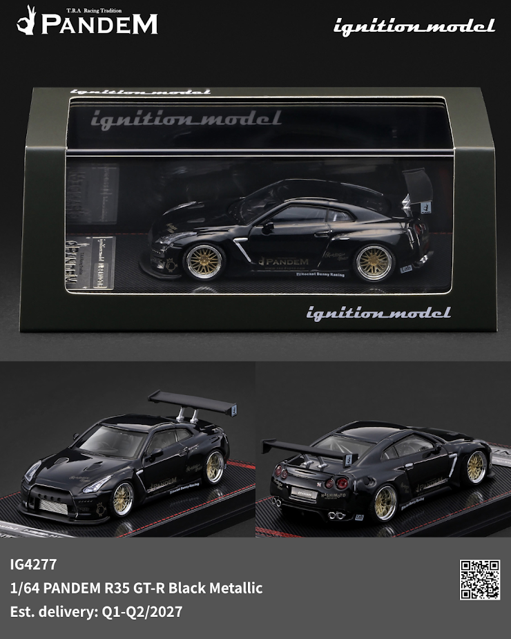 Ignition Model 1/64 PANDEM R35 GT-R - BLACK METALLIC