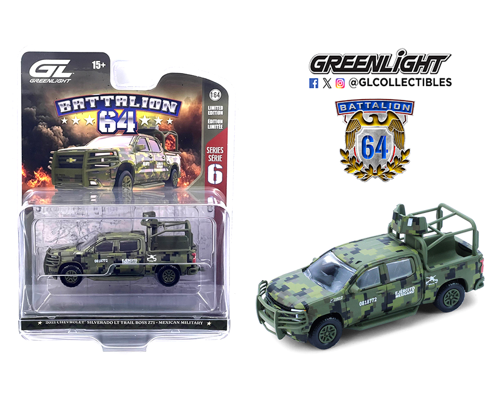 Greenlight 1:64 Battalion 64 Series 6 – 2021 Chevrolet Silverado LT Trail Boss Z71 Mexican Military Sold Pack