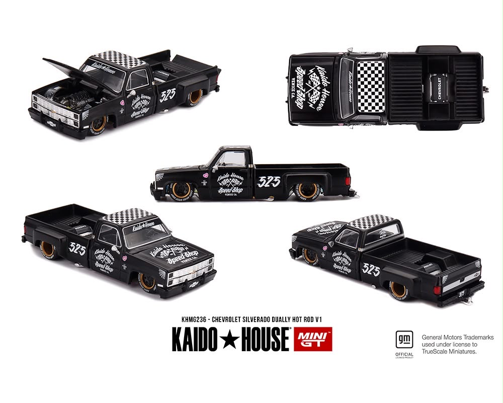 Kaido House x Mini GT Chevrolet Silverado Dually Hot Rod V1 – Flat Black
