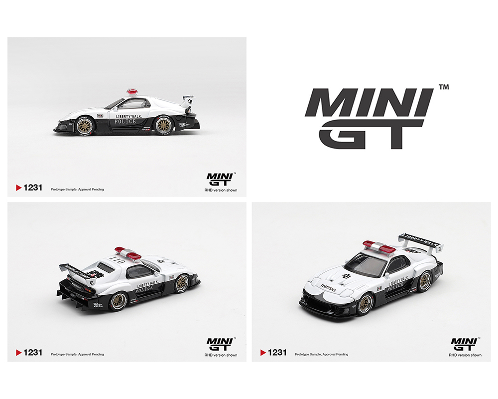 Mini GT 1:64 MAZDA RX-7 LB-Super Silhouette Police – White – Limited Edition