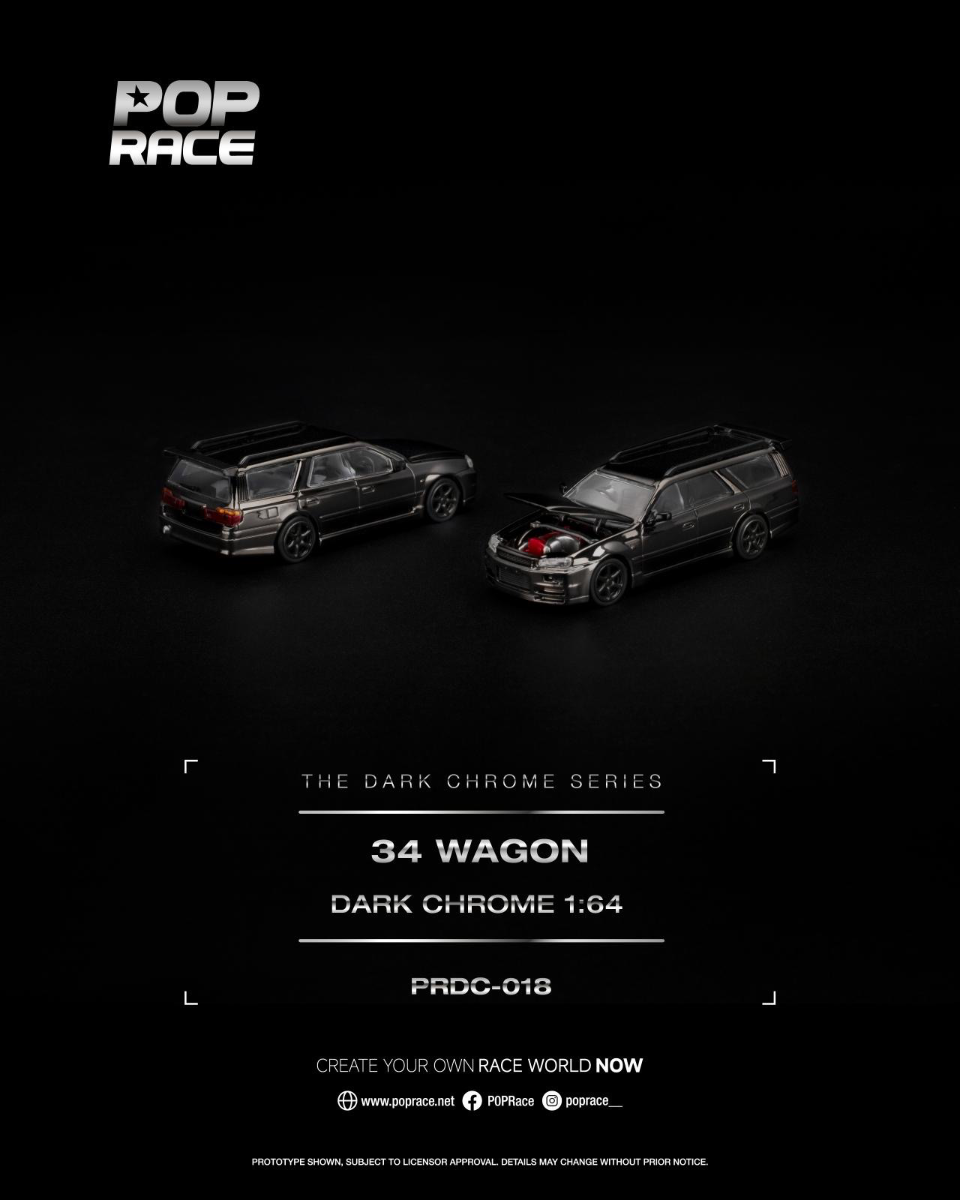 POPRACE 1/64 R34 WAGON DARK CHROME - PRDC018.